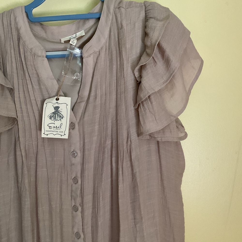“EASEL”  Pink Flutter Sleeve Ruffled DRESS - Picture 3 of 5